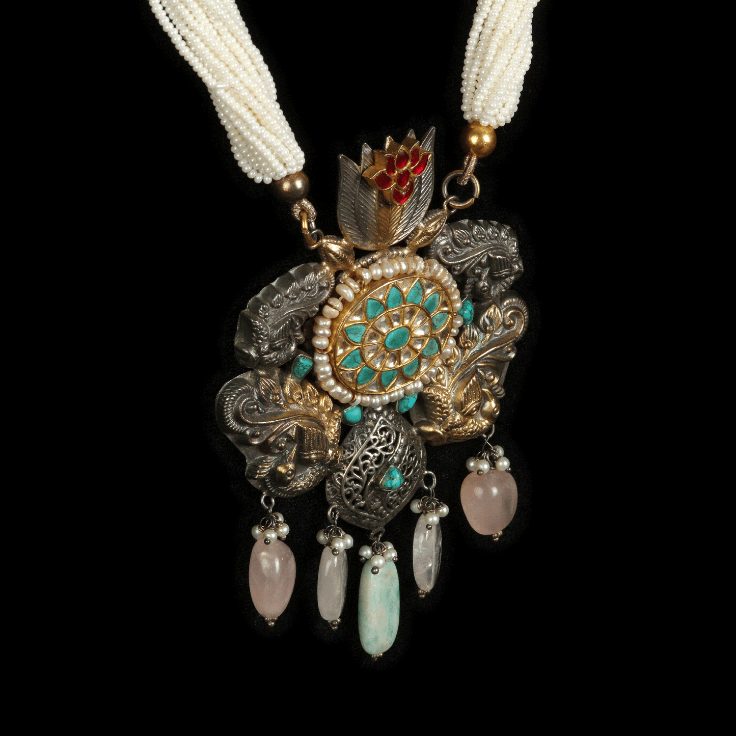 Oxidize Silver Long Necklace