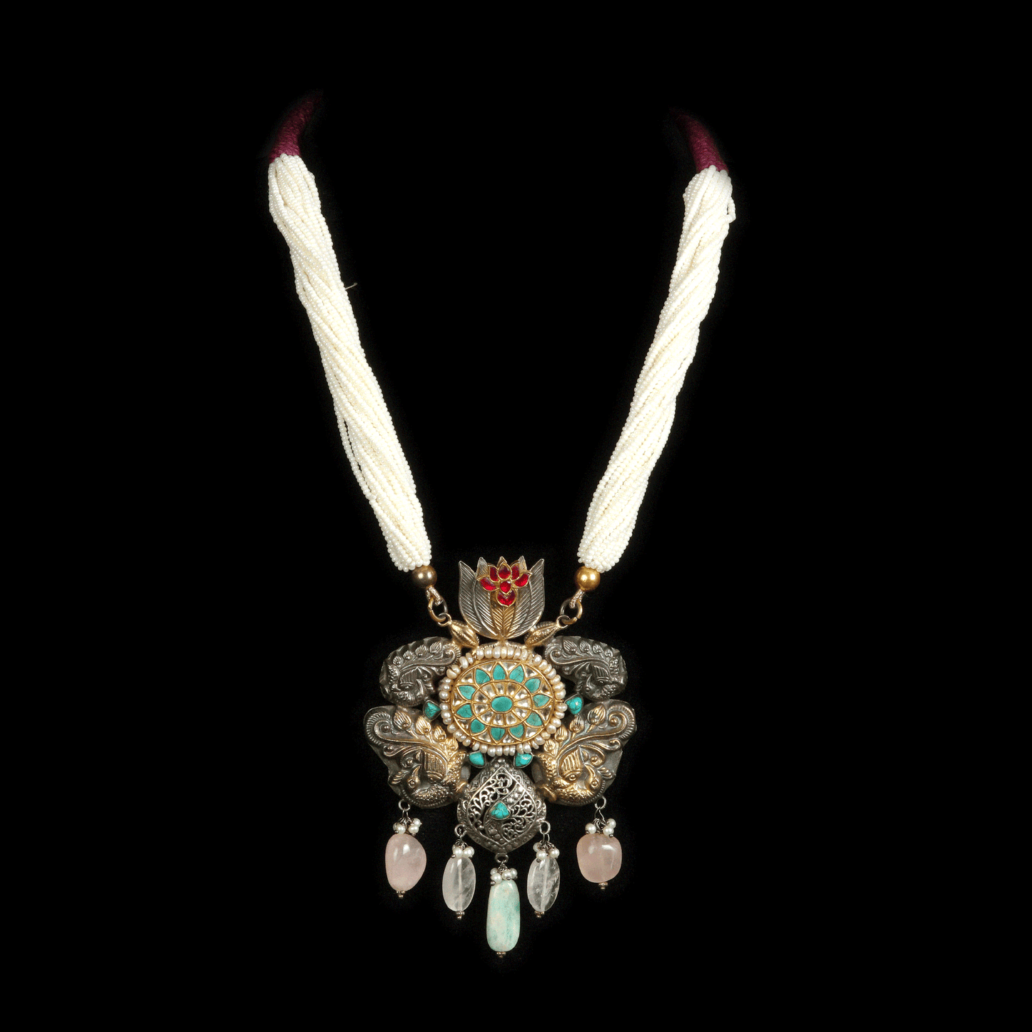 Oxidize Silver Long Necklace