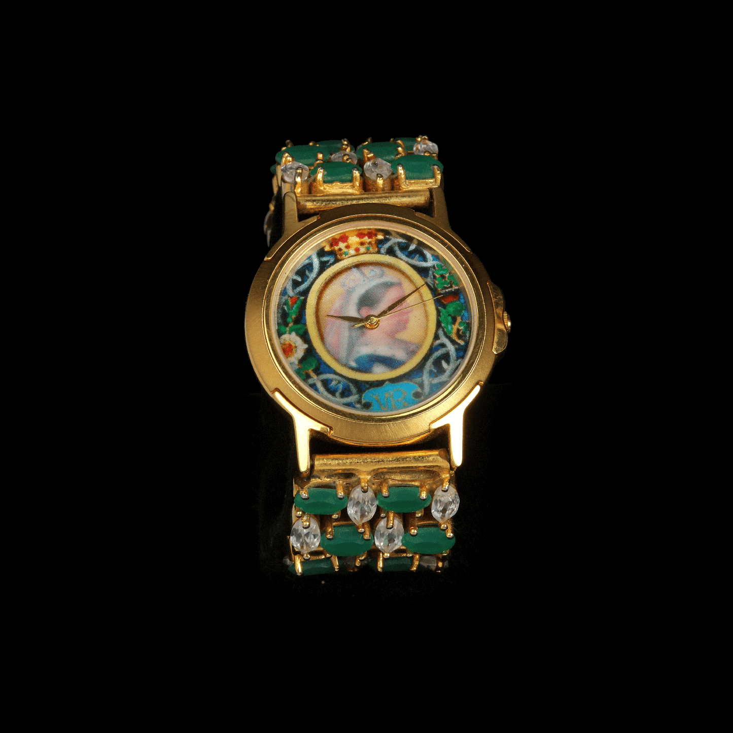 Green Emerald Silver Watch