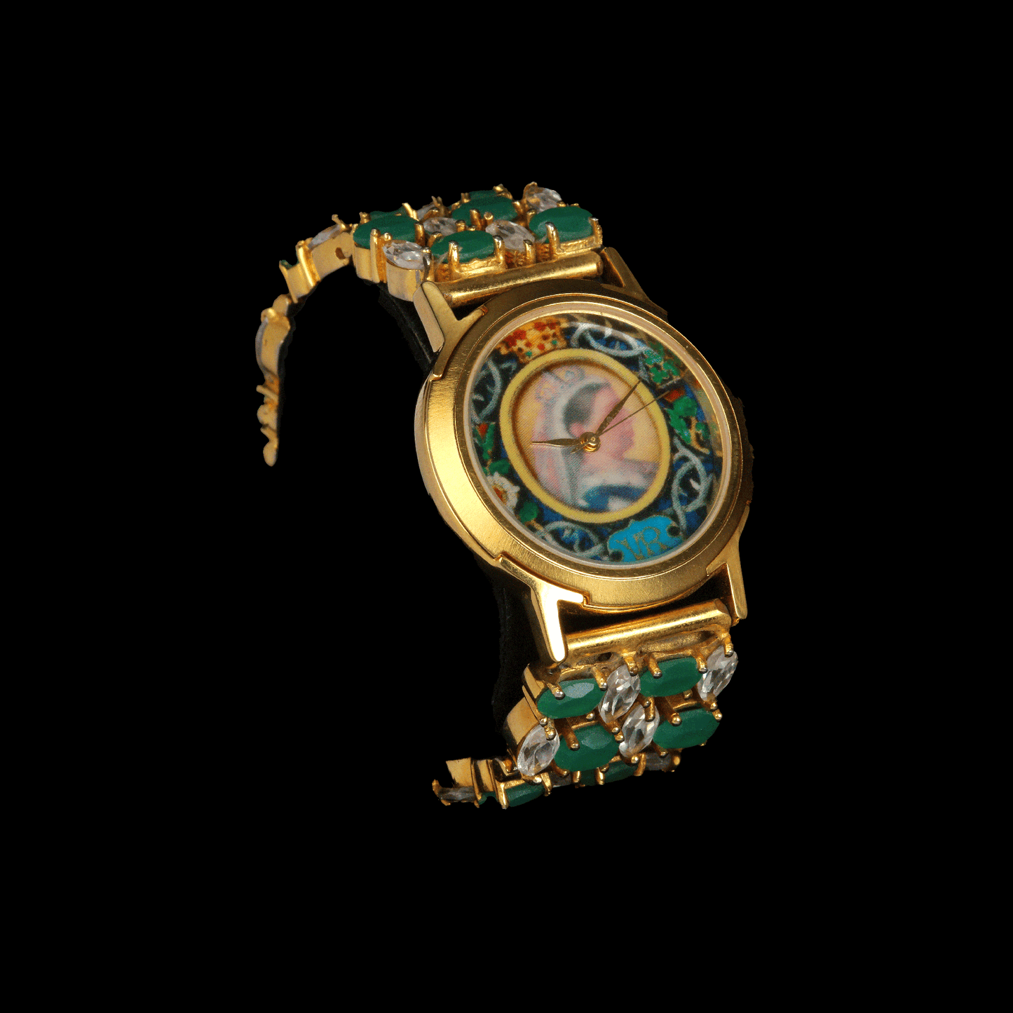 Green Emerald Silver Watch