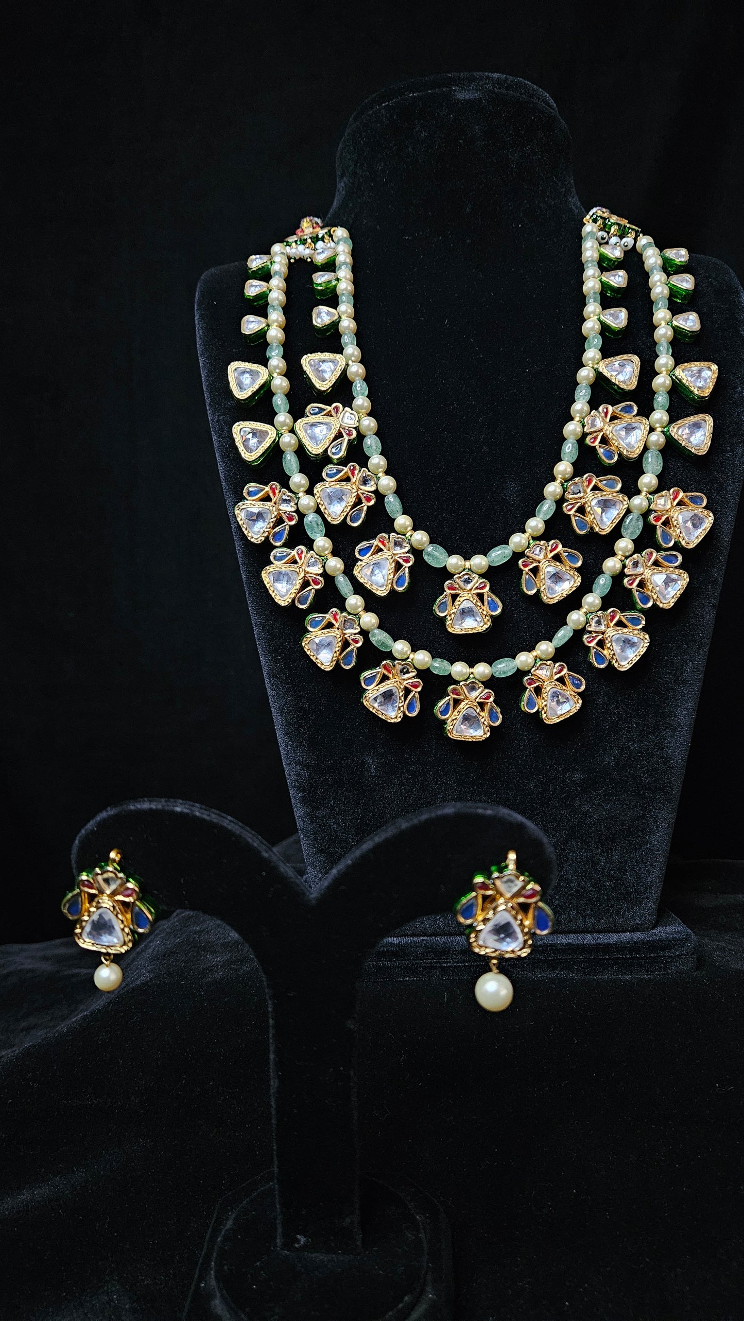 Big Polki with Pearl Set