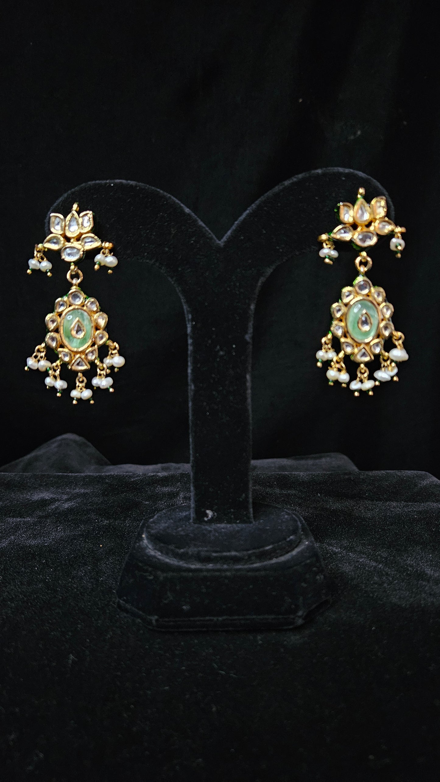 Stunning Emerald Kundan Long Set