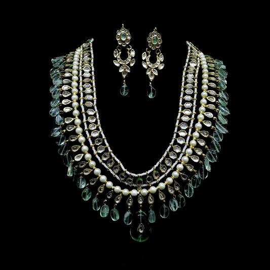 Antique finish silver emerald necklace