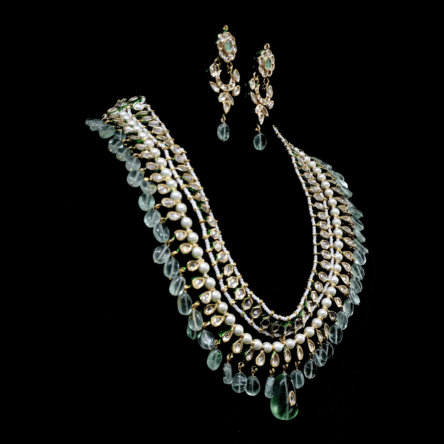 Antique finish silver emerald necklace