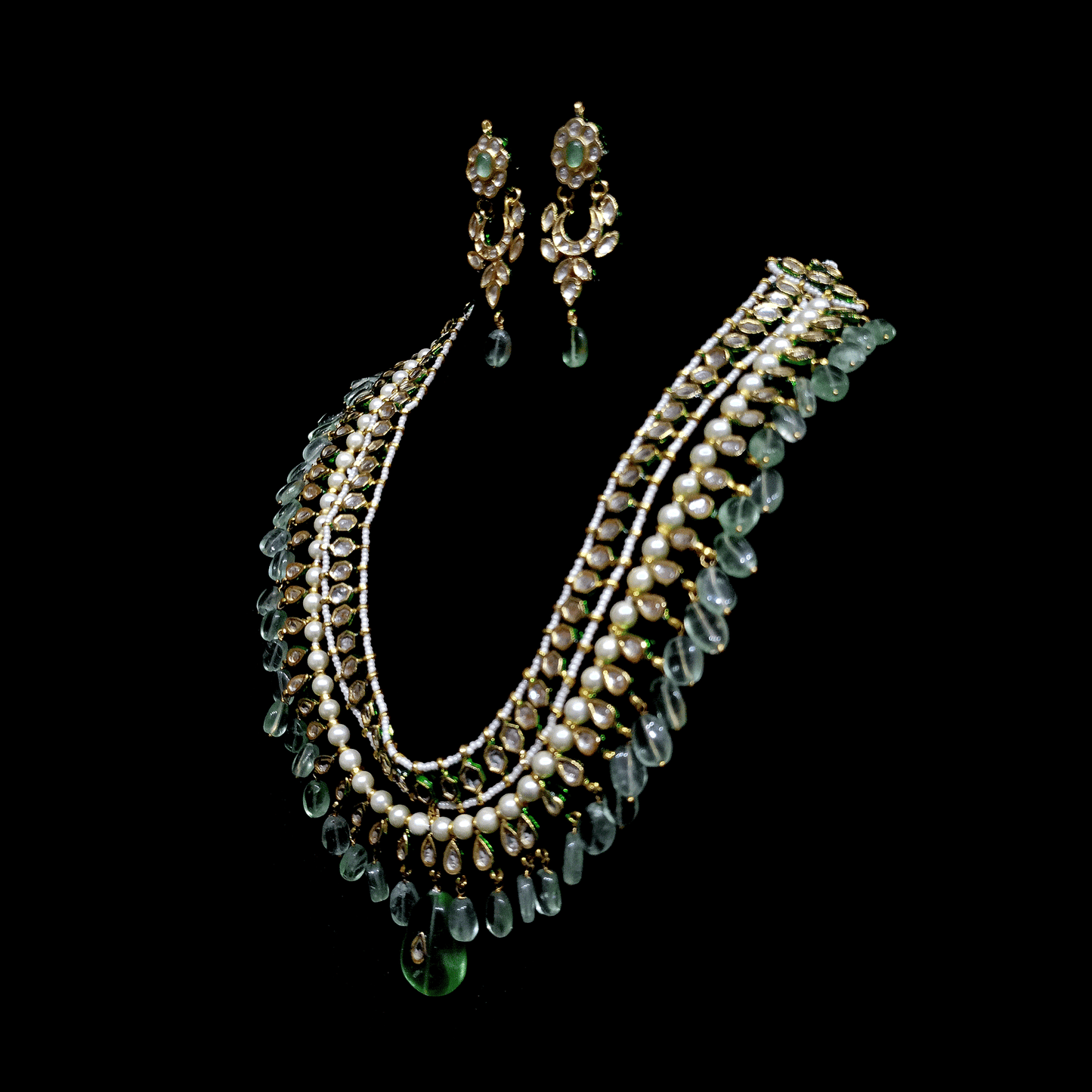 Antique finish silver emerald necklace