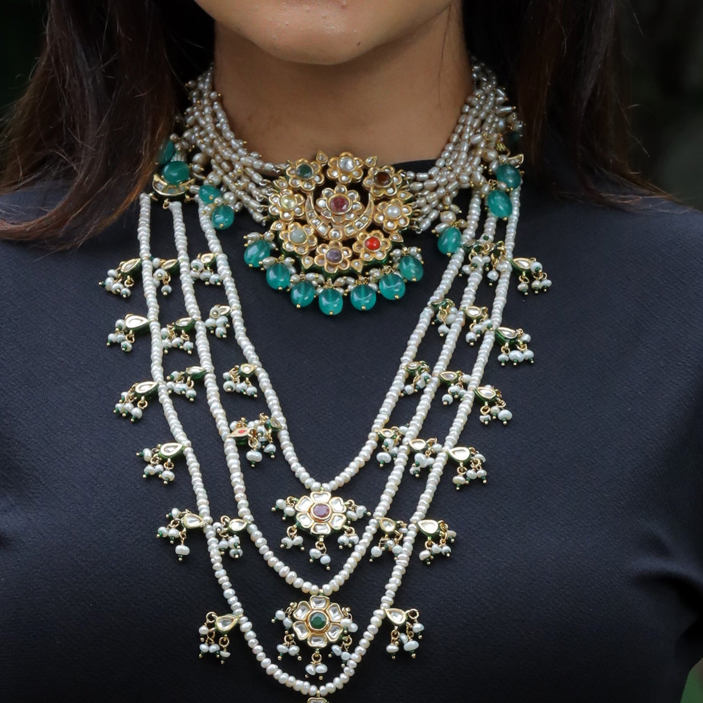 Navratna Silver Choker