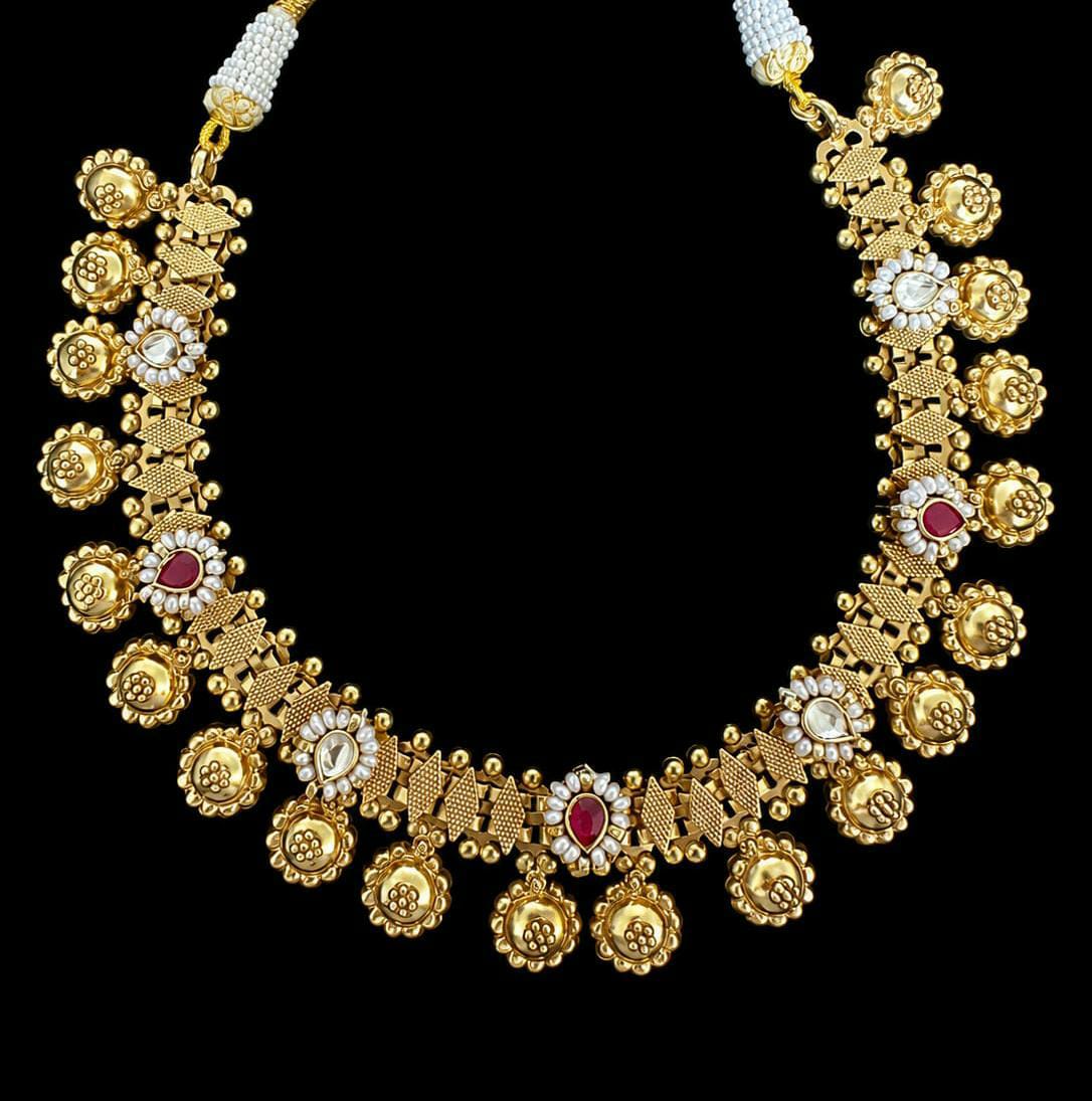 Rajwadi Kundan Ghungroo Haar.