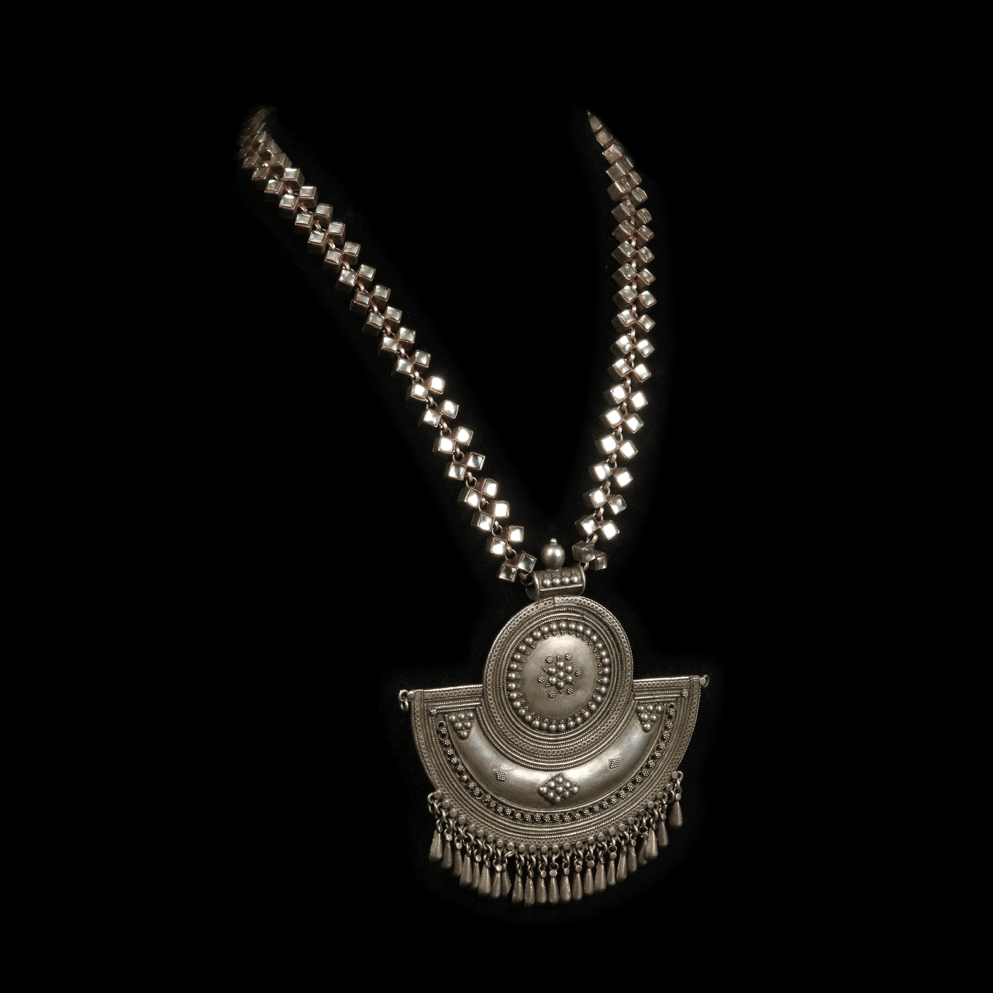 Navratri Silver Long Necklace