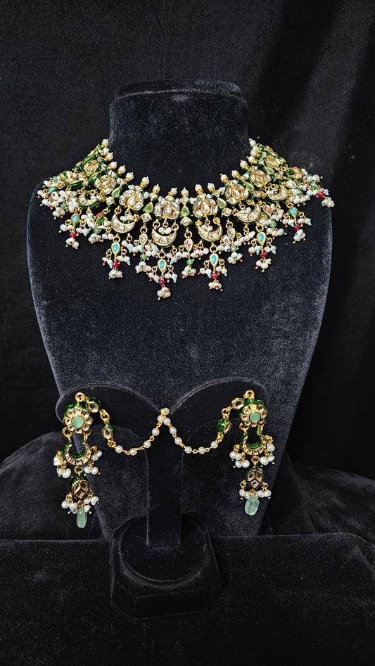 Elegance Emerald Kundan  Set
