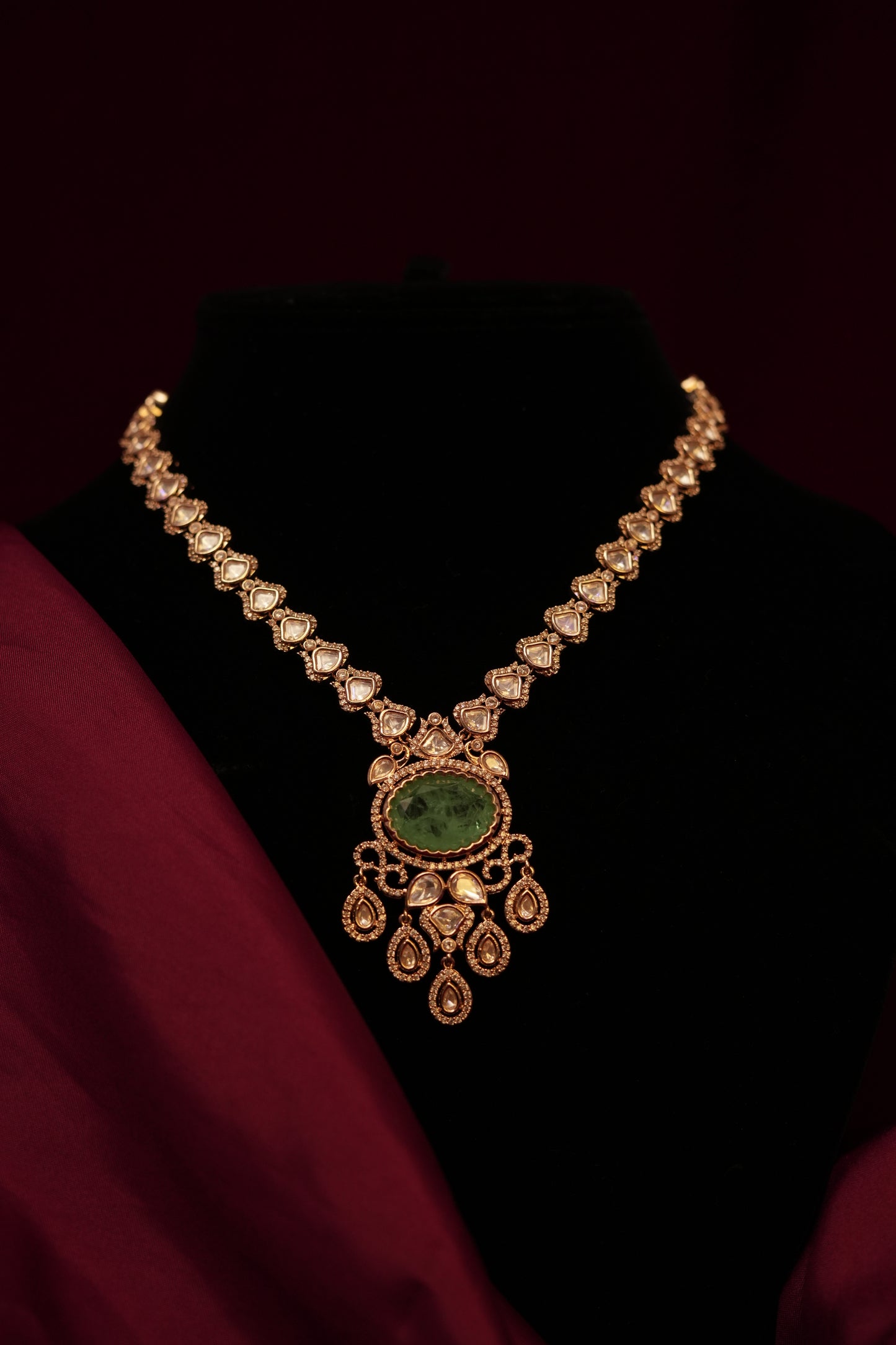 Stunning Emerald Polki Royale Set.