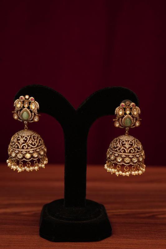 Parrot Veil Diamond Jhumki.
