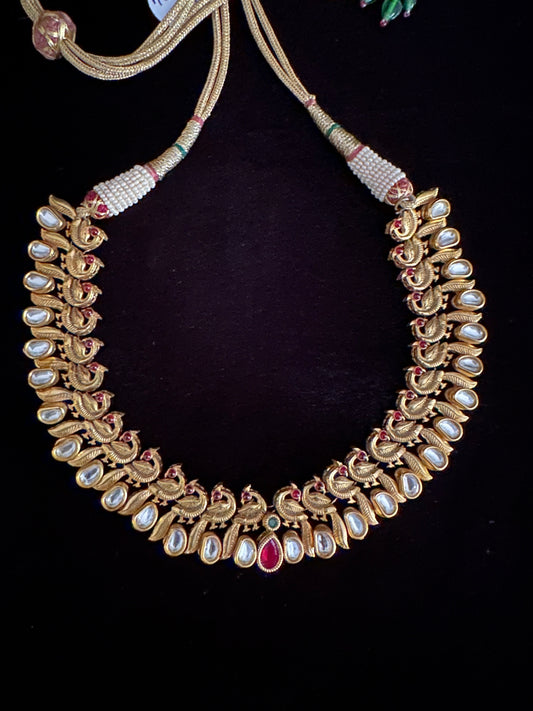 kundan and peacock design necklace