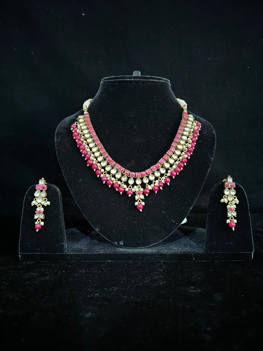 ruby mixed metal kundan necklaces