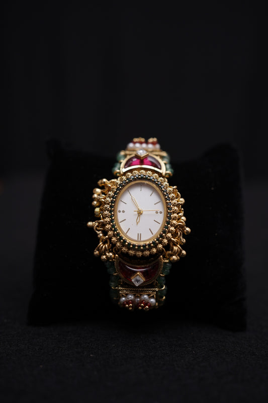 Red & Green Meenakari work watch.