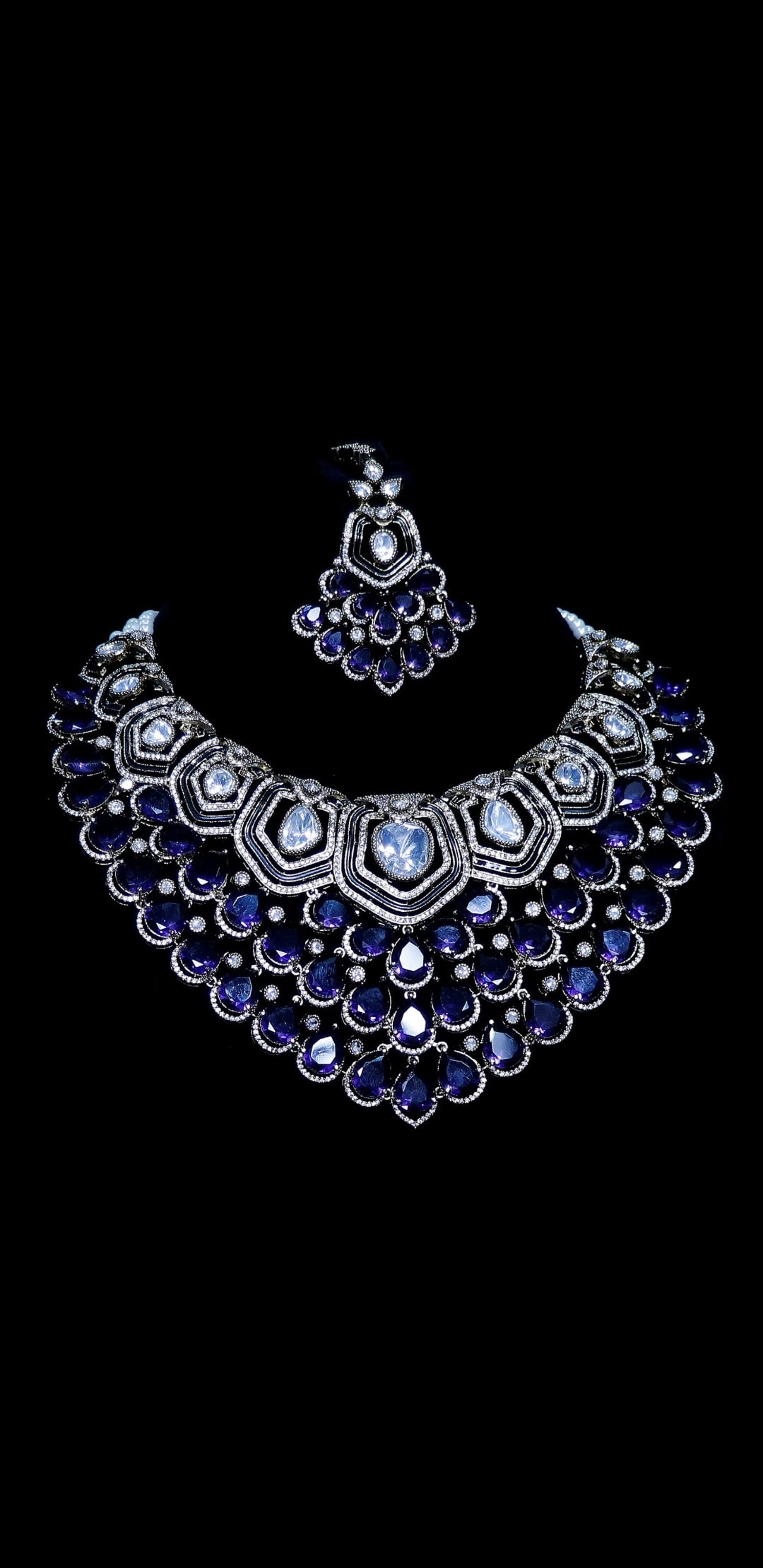 Imperial Blue Polki Set