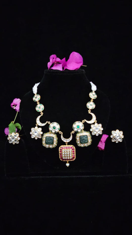kundan ruby emeral set
