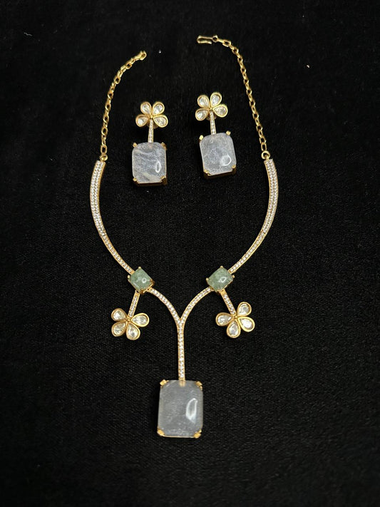 Indo-Western Stone and Polki Set