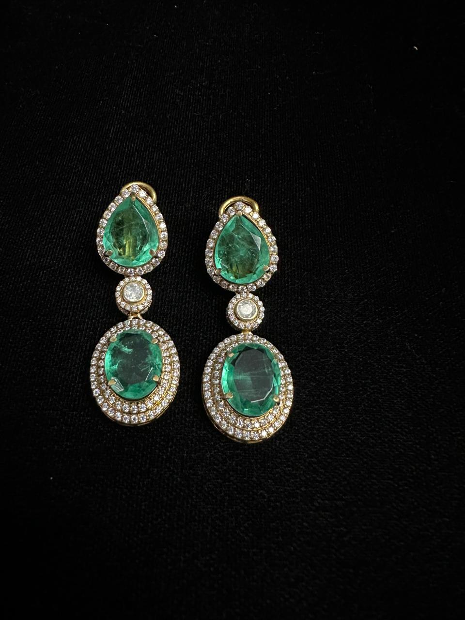 Emerald and Diamond Drop Earrings.