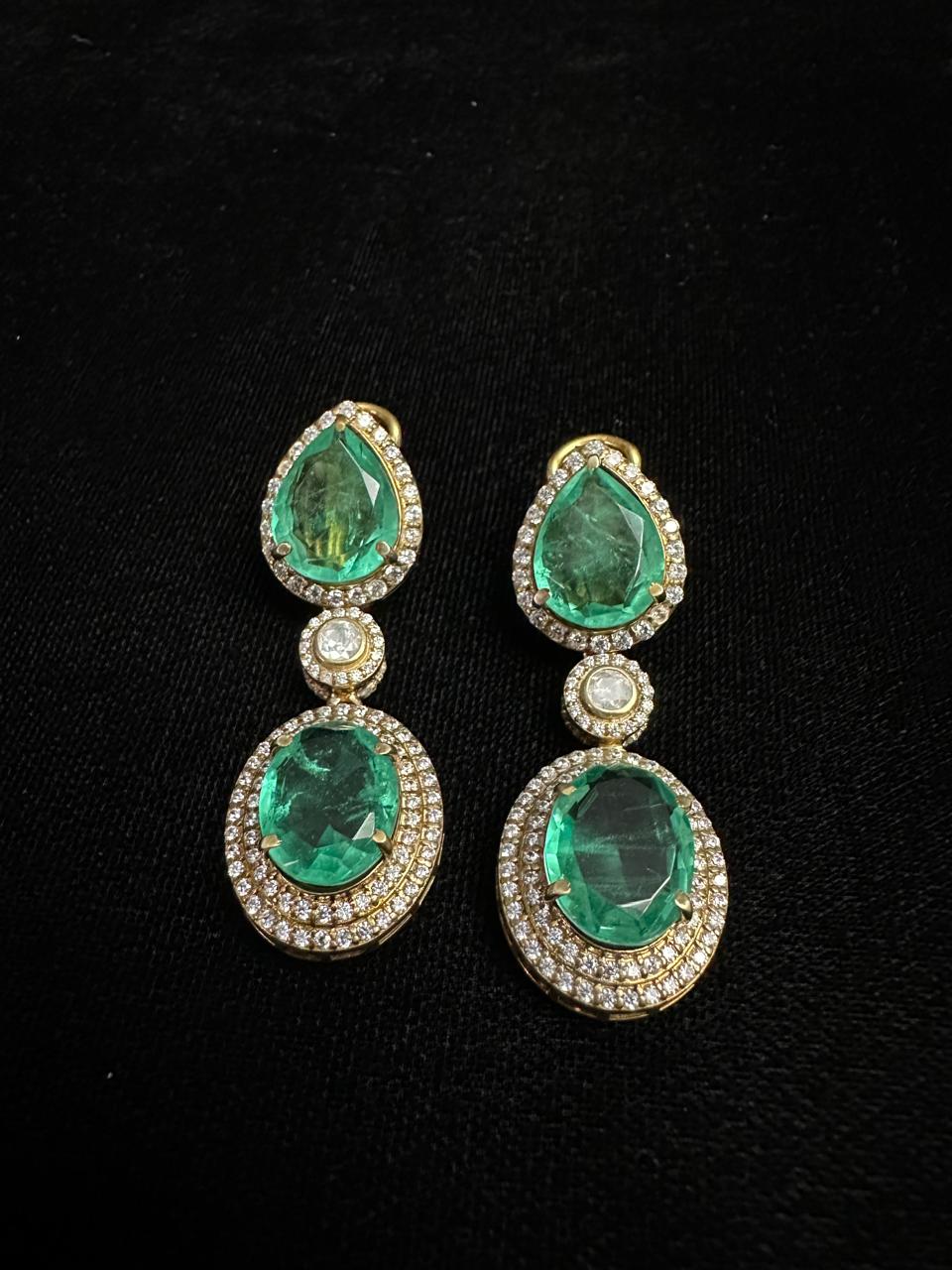 Emerald and Diamond Drop Earrings.