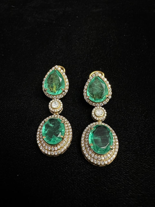 Emerald and Diamond Drop Earrings.