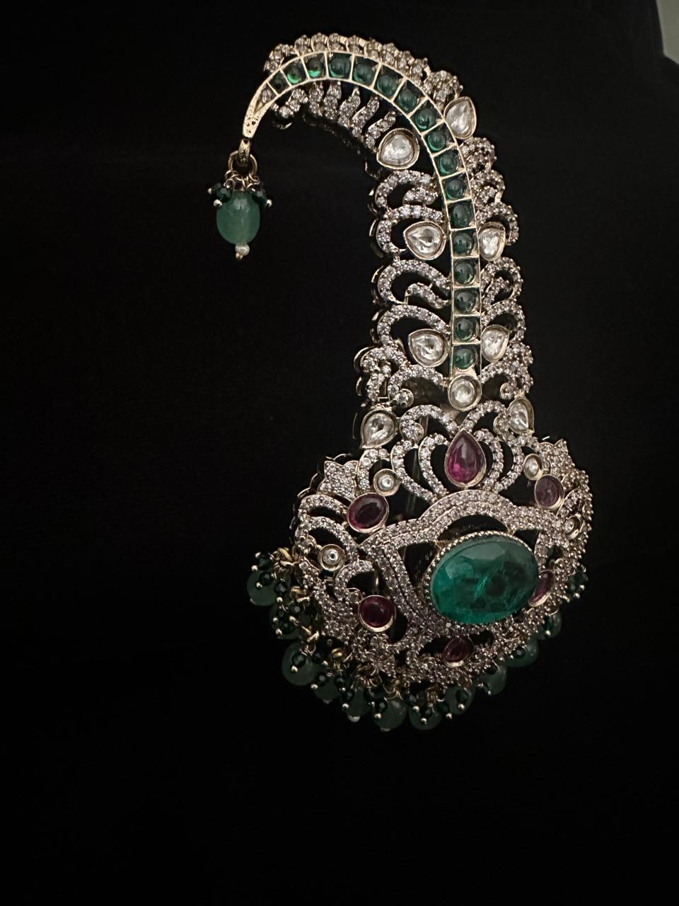 Emerald and Diamond Studded Kalgi.