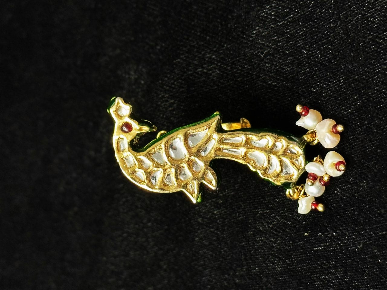 Mayura Kundan Pearl Ring.