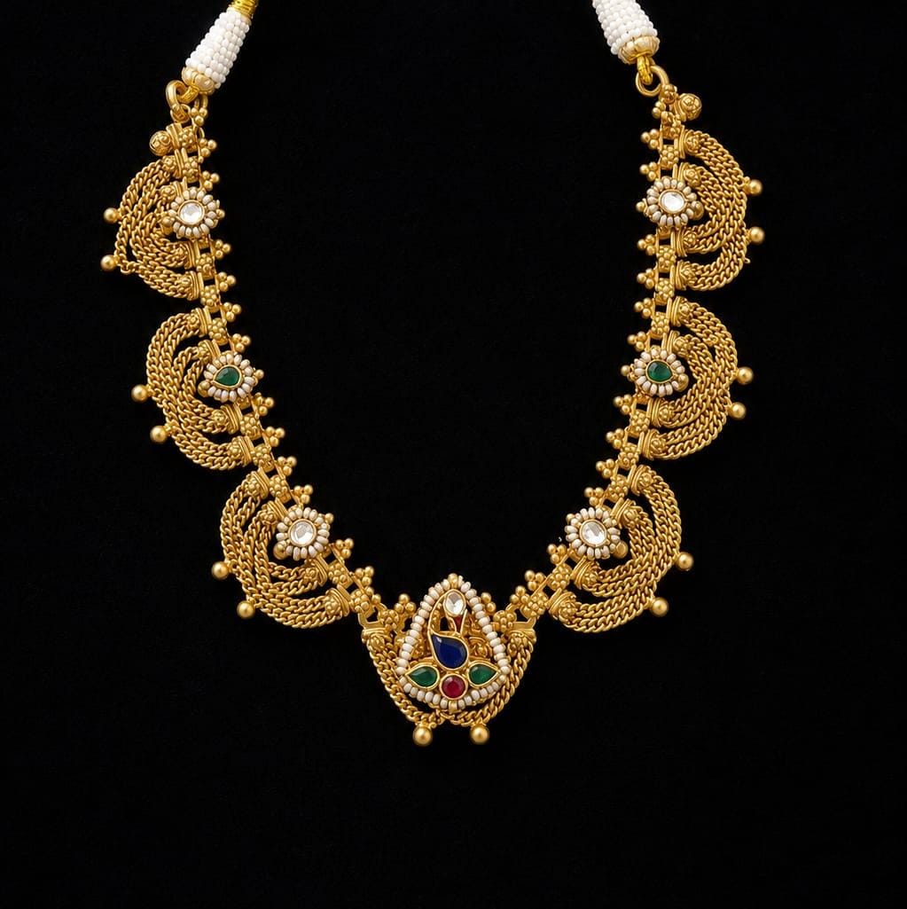 Heritage Navrang Silver Necklace.