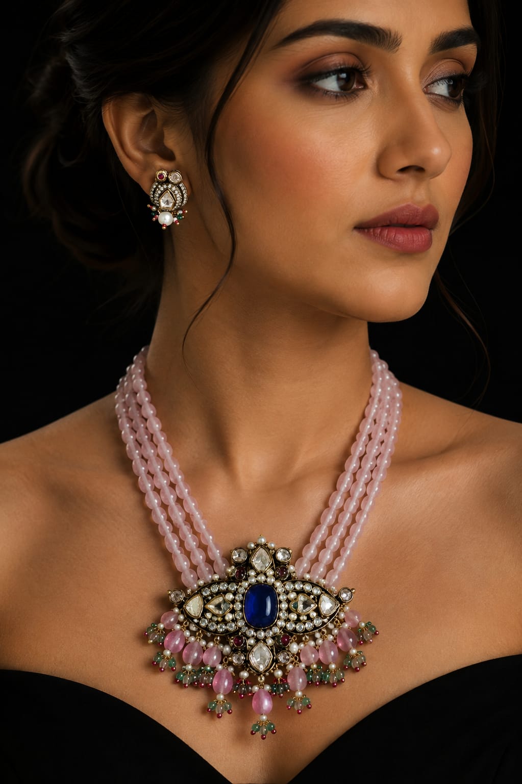 Royal Neelam Gulab Mala Set.