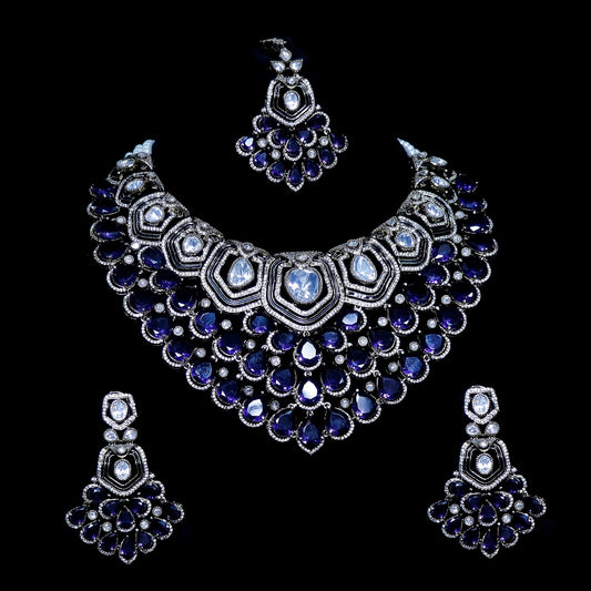 Imperial Blue Polki Set