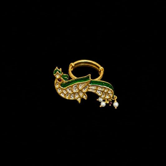 Mayura Kundan Pearl Ring.